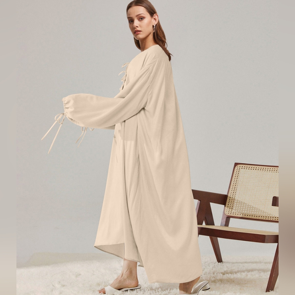 NEW Roomy Drawstring Detail Sleepwear Gown (Linen) - Lattelier - Picture 3 of 11
